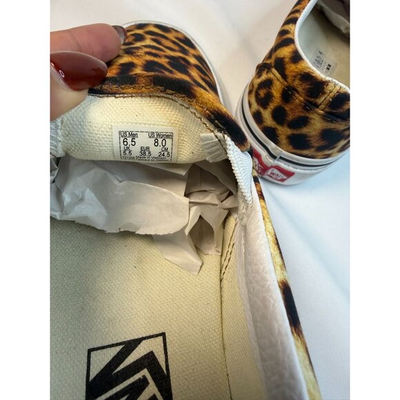 Vans Classic Size W9 M6.5 Leopard Print Slip-On Sneaker Comfort Shoe - Picture 11 of 14